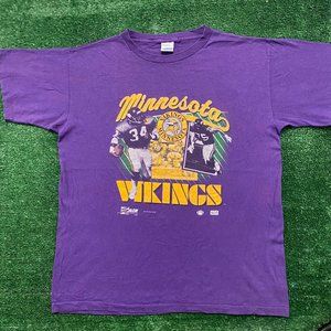 Vintage 90s Salem Minnesota Vikings T-Shirt NFL Football Single Stitch Purple XL